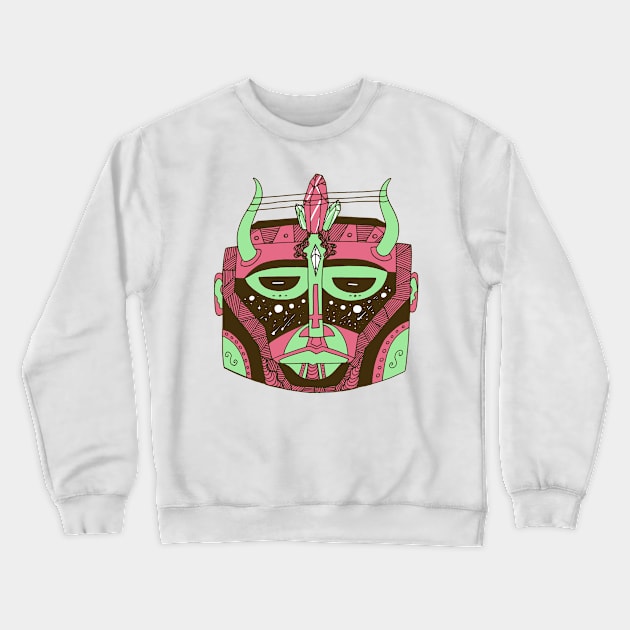 Pink Mint African Mask No 8 Crewneck Sweatshirt by kenallouis